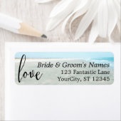 "Liefde" Geribbeld zand, Aqua Water Foto Modern Be Etiket (Insitu)