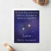 Liefde geschreven in de Stars Custom Sentimental W Notitiekaartje (Voorkant / Achterkant in situ)