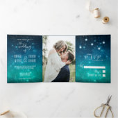 Liefde geschreven in sterren Night Sky Celestial W Drieluik Uitnodiging (Binnen)