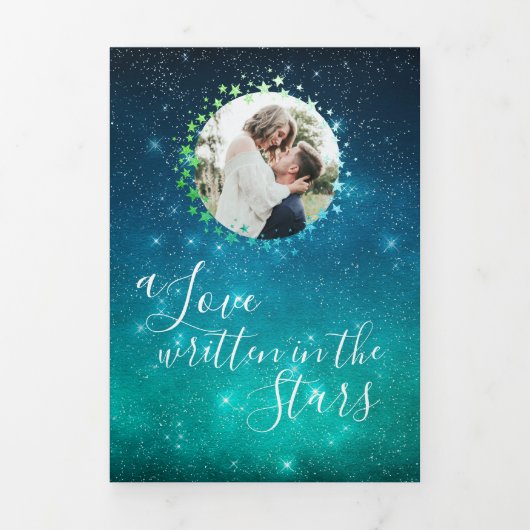 Liefde geschreven in sterren Night Sky Celestial W Drieluik Uitnodiging (Cover)