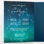 Liefde geschreven in sterren Night Sky Celestial W Drieluik Uitnodiging (Binnenzijde eerst)