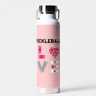 Liefde Geschreven met Pickleballs Banen Net Peddel Waterfles