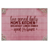Liefde geserveerd Dagelijks Mam's Keuken Open 24 u Snijplank (Voorkant)