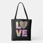 Liefde gestapeld woord tote bag (Achterkant)