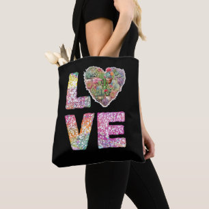 Liefde gestapeld woord tote bag