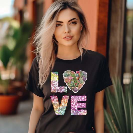 Liefde gestapeld Word Vrouwen Basic T-shirt