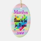 LIEFDE GEVULD 80E VERJAARDAG GEPERSONALISEERD ORNA KERAMISCH ORNAMENT (Rechts)