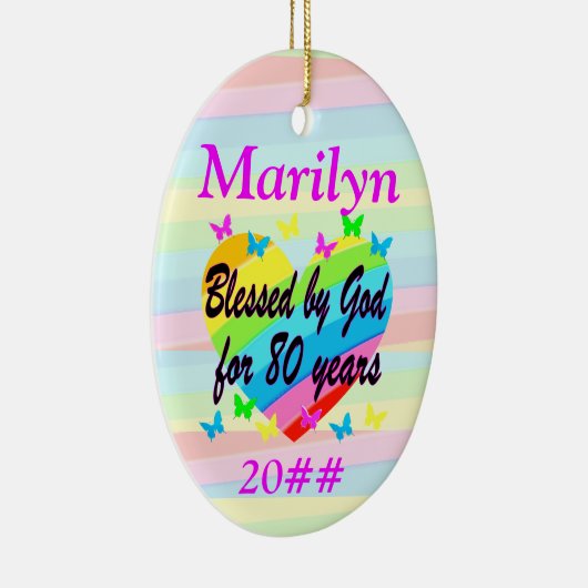 LIEFDE GEVULD 80E VERJAARDAG GEPERSONALISEERD ORNA KERAMISCH ORNAMENT (Rechts)
