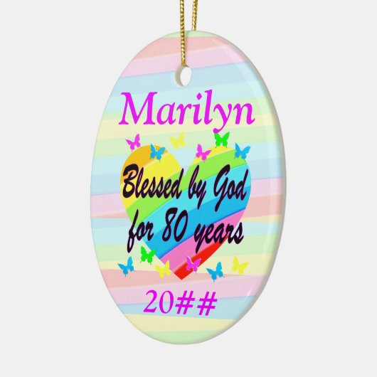 LIEFDE GEVULD 80E VERJAARDAG GEPERSONALISEERD ORNA KERAMISCH ORNAMENT (Links)
