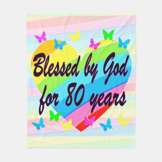 LIEFDE GEVULD 80E VERJAARDAG ZEGENINGEN DEKEN (Voorkant)