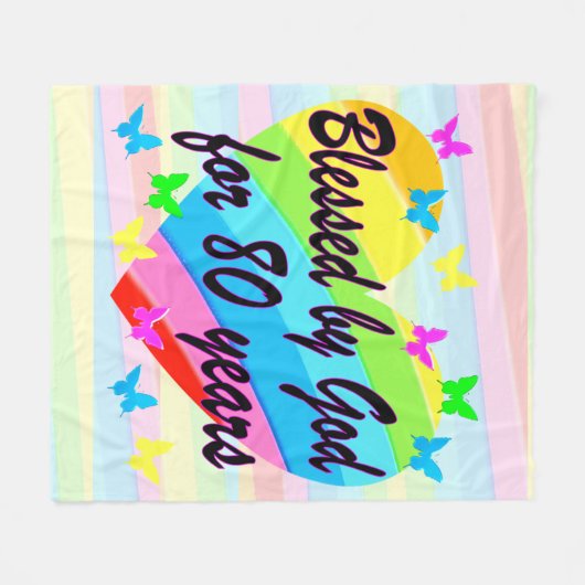 LIEFDE GEVULD 80E VERJAARDAG ZEGENINGEN DEKEN (Voorkant (Horizontaal))