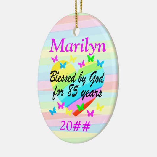 LIEFDE GEVULD 85E VERJAARDAG GEPERSONALISEERD ORNA KERAMISCH ORNAMENT (Links)