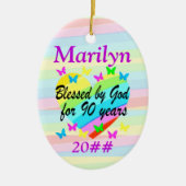 LIEFDE GEVULD GEPERSONALISEERD EN GEDATEERD 90E OR KERAMISCH ORNAMENT (Voorkant)