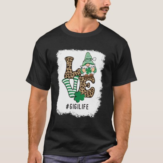 Liefde gigi leven Shamrock Leopard St Patricks Day T-shirt (Voorkant)