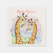 Liefde giraffe trouwdag waterverf servet (Voorkant)