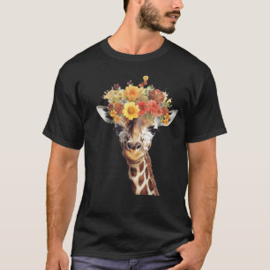 Liefde giraffe Vrouwen wildlife giraffe met bloeme T-shirt