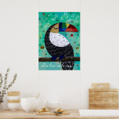 Liefde glimlach kleurrijke acrylpapegaai met tekst poster (Keuken)