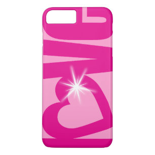 Liefde glinster roze typografisch hart hoesje