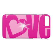 Liefde glinster roze typografisch hart hoesje (Achterkant (Horizontaal))