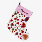 Liefde, glitterige harten 2 grote kerstsok (Voorkant (Hangend))