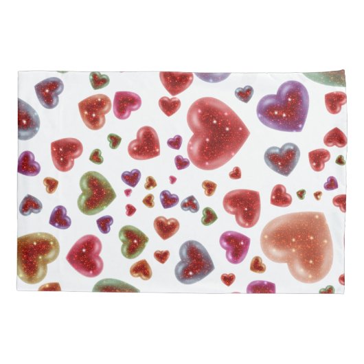 Liefde, glitterige harten 2 kussensloop (Achterkant)