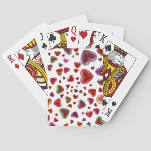 Liefde, glitterige harten 2 pokerkaarten (Achterkant)