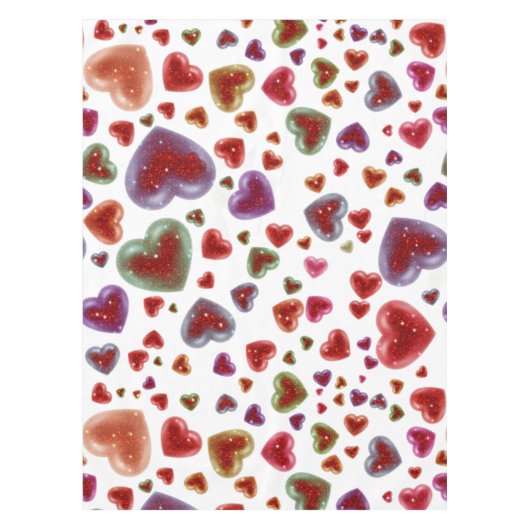 Liefde, glitterige harten 2 tafelkleed (Voorkant)