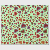 Liefde, glitterige harten, groen 2 cadeaupapier (Vlak)