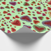 Liefde, glitterige harten, groen 2 cadeaupapier (Hoek)