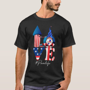 Liefde Gnome Met Vuurwerk Amerikaanse Vlag Vierde T-shirt