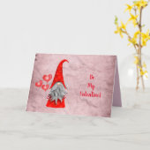 Liefde gnoom met hartenballonkaart kaart (Gele Bloem)