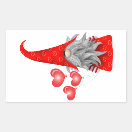 Liefde gnoom met hartenballonnen rechthoekige stok rechthoekige sticker