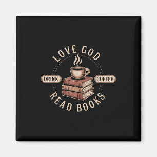 Liefde God Drink Koffie Lees Boeken Liefhebbers Vi Magneet