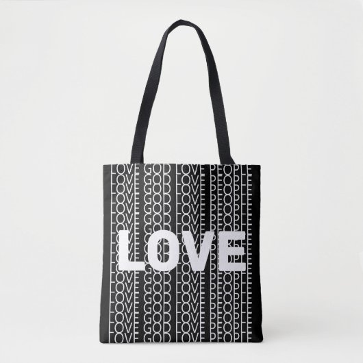 Liefde God Love Mensen Herhalen tekst Christelijk Tote Bag (Voorkant)