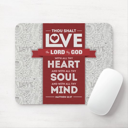 Liefde God Mousepad - Matthew 22:37 Bijbelverse Muismat (Met muis)