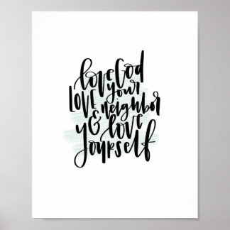 Liefde God van je buur en liefde van jezelf Poster