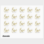 LIEFDE Goud Moderne Typografie Bruiloft gunst Ronde Sticker (Vel)
