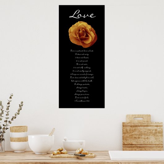 Liefde - Goud Roos - Eerste Corinthians Poster (Keuken)