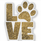 LIEFDE | Gouden Glitter Paw Print Sticker (Voorkant)