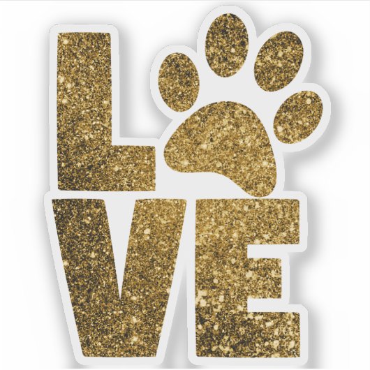 LIEFDE | Gouden Glitter Paw Print Sticker (Voorkant)