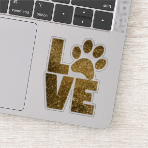 LIEFDE   Gouden Glitter Paw Print Sticker
