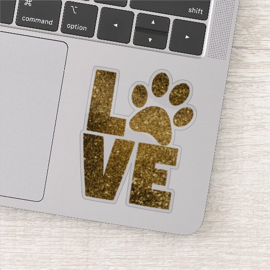 LIEFDE | Gouden Glitter Paw Print Sticker (Detail)
