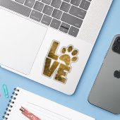 LIEFDE | Gouden Glitter Paw Print Sticker (Laptop met iPhone)