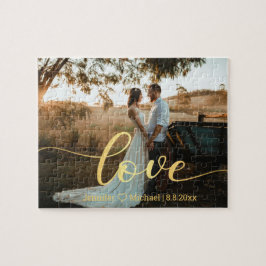 liefde , gouden kalligrafie land bruiloft foto legpuzzel
