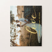 liefde , gouden kalligrafie land bruiloft foto legpuzzel (Verticaal)