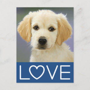 Liefde Gouden Retriever Puppy Hond Geschilderde An Briefkaart