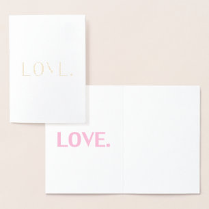 Liefde goudroze minimalistische typografie elegant folie kaarten