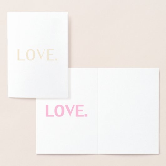 Liefde goudroze minimalistische typografie elegant folie kaarten (Display)