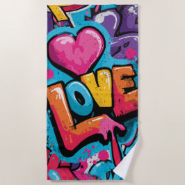 Liefde Graffiti Hart Pop Art Illustratie Strandlaken