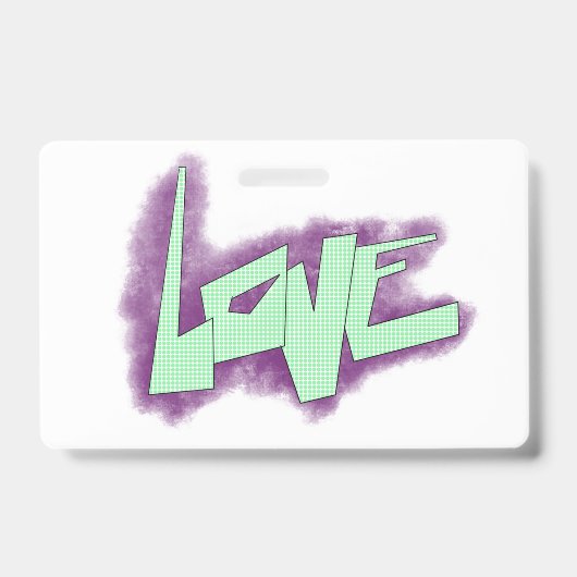 liefde graffiti paars groen mint typografie stippe badge (Voorzijde)
